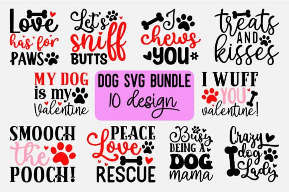 Valentine's Day Dog Bandanas SVG Bundle Gráfico Manualidades Por designsquad8593