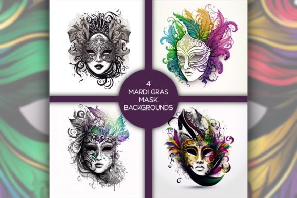 4 Mardi Gras Mask Backgrounds Grafik Hintegründe Von Digital Delicacy