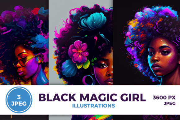 Black Magic Girl Illustrations Jpeg Graphic AI Generated By Markicha Art
