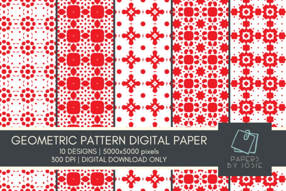 Red and White Geometric Pattern Paper Graphic Patterns By papersbyjosie