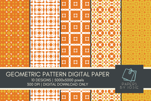 White and Orange Geometric Pattern Paper Graphic Patterns By papersbyjosie