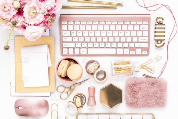 Feminine Desktop Flatlay Gold & Pink -31 Graphic Beauty & Fashion By With Love Monique