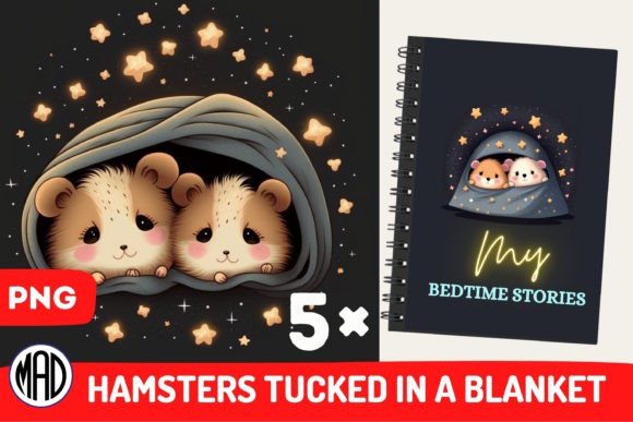 Hamsters Tucked in a Blanket PNG Gráfico Ilustraciones Imprimibles Por Marina Art Design