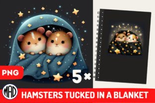 Hamsters Tucked in a Blanket PNG Gráfico Ilustraciones Imprimibles Por Marina Art Design 2