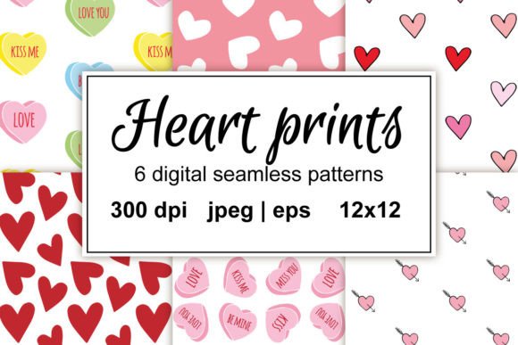 Set of Love Valentine Patterns Gráfico Patrones de Papel Por DigitalArtbySvetlana
