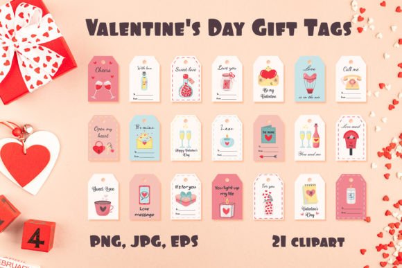 Valentine's Day Gift Tags Graphic Print Templates By JulyG art store