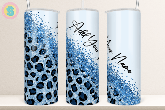 20Oz Blue Diagonal Leopard Tumbler Wrap Graphic Crafts By Sunshine Design