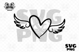 Heart with Angle Wings SVG, Heart Wings Graphic Illustrations By 99SiamVector