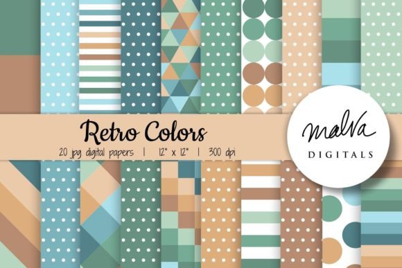 Retro Colors Geometric Patterns Graphic Patterns By MalvaDigitals