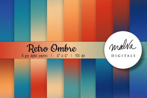 Retro Ombre Backgrounds Graphic Backgrounds By MalvaDigitals