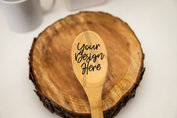 Wooden Spoon Wood Slice Mockup Graphic Product Mockups By ADDesign