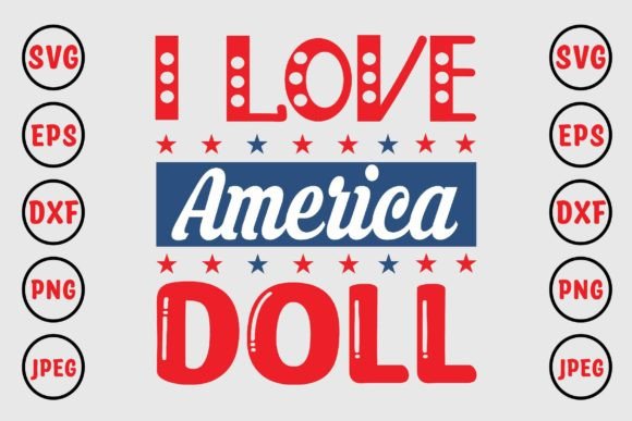 I Love America Doll Illustration Artisanat Par Craft_Bundle