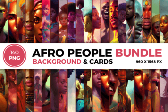 Afro People Portrait Illustration BUNDLE Graphic Backgrounds By Markicha Art