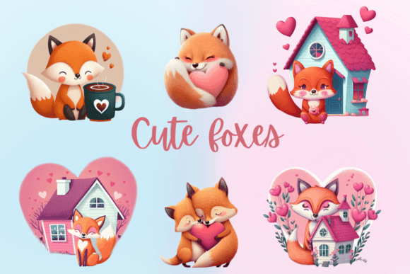 Cute Little Foxes Clipart Png Graphic Illustrations By Agnesagraphic