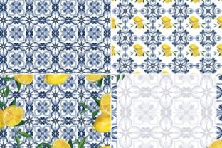 Mediterranean Tiles & Lemons Paper Graphic Patterns By Me 2 You Digitals 3