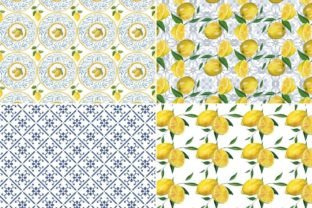 Mediterranean Tiles & Lemons Paper Graphic Patterns By Me 2 You Digitals 4