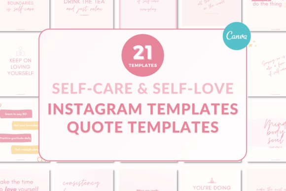 Self-love and Self-care Instagram Quote Graphic Social Media Templates By catecreates1