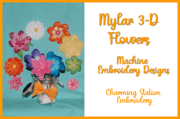 Mylar FSL 3-D Flowers Enkelvoudige Bloemen & Planten Borduurwerkdesigns Door Charming Station Emb