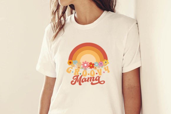 Groovy Mama Retro Wavy T-shirt Design Illustration Designs de T-shirts Par DB T-shirt Design