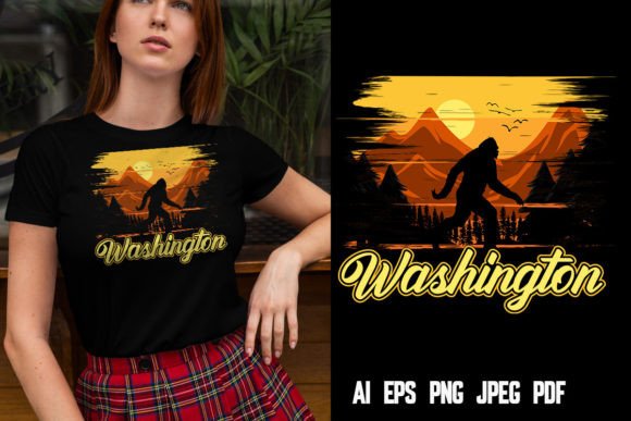 Bigfoot Washington T-Shirt Design Graphic T-shirt Designs By T-SHIRT DESIGN GALLERY