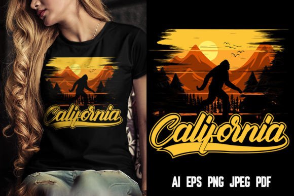 Bigfoot California T-Shirt Design Graphic T-shirt Designs By T-SHIRT DESIGN GALLERY