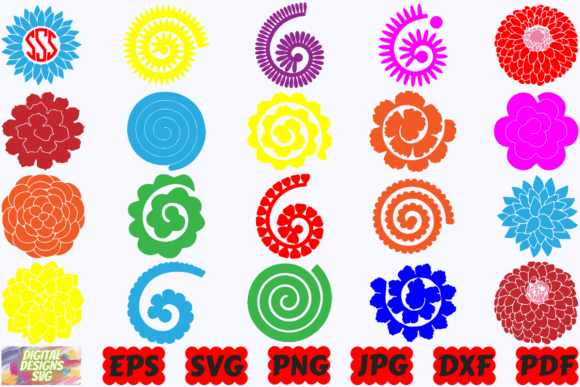 Rolled Paper Flower SVG | Dahlia Flower Graphic Crafts By DigitalDesignsSVGBundle