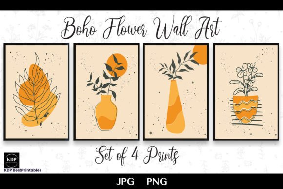 Boho Flower Wall Art Grafik Plotterdateien Von KDP BestPrintables
