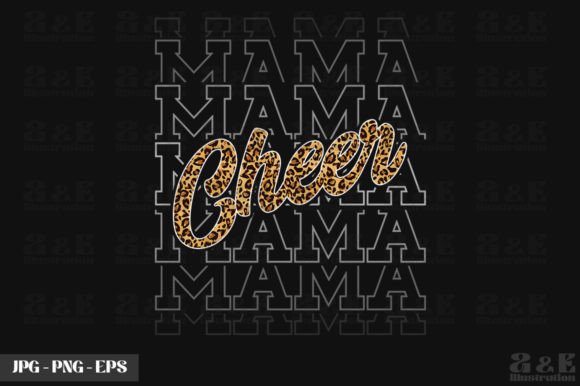 Cheer Mama Cheerleader Mom Leopard Graphic T-shirt Designs By a&e Illustration