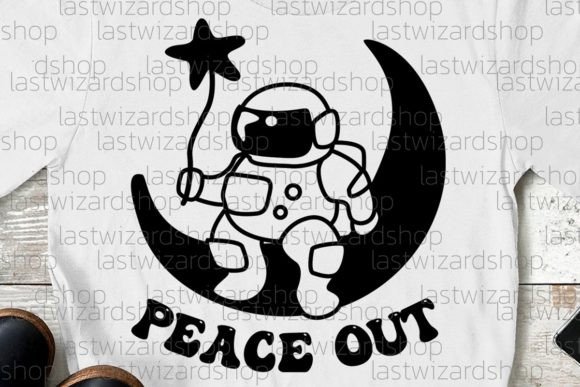 Space Peace out Svg, Outer Space Svg Grafica Illustrazioni Stampabili Di Lastwizard Shop