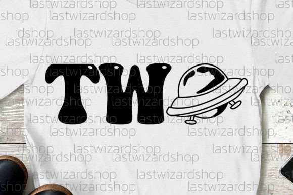 Two with UFO Svg, Second Birthday Svg Grafica Illustrazioni Stampabili Di Lastwizard Shop