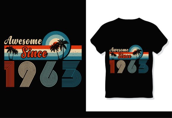 Awesome Since Vintage 1963 T-Shirt Graphic T-shirt Designs By academysmart00