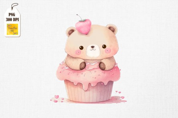 Cute Bear Loves Cupcake Valentine 3 Grafik Plotterdateien Von Camellia Art