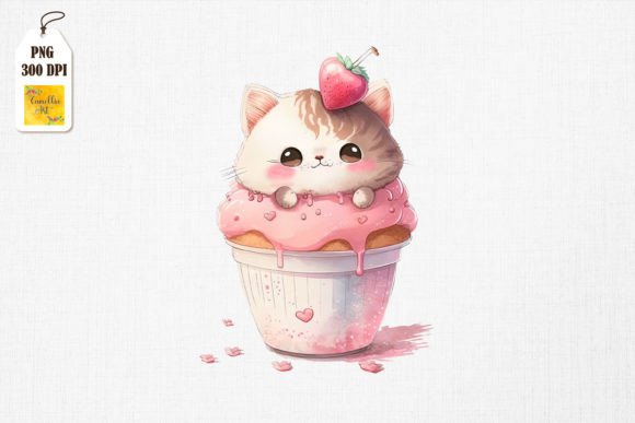 Cute Cat Loves Cupcake Valentine's Day 6 Grafik Plotterdateien Von Camellia Art