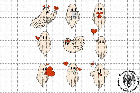 Cute Ghost Valentine SVG Graphic Crafts By Dragon.design