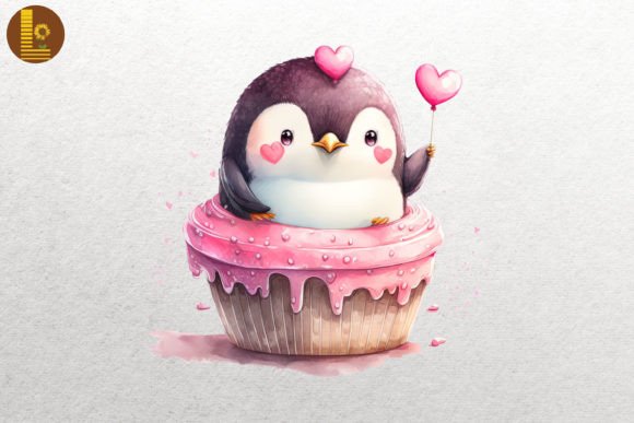 Cute Penguin Loves Cupcake Valentine 4 Afbeelding Crafts Door Lewlew
