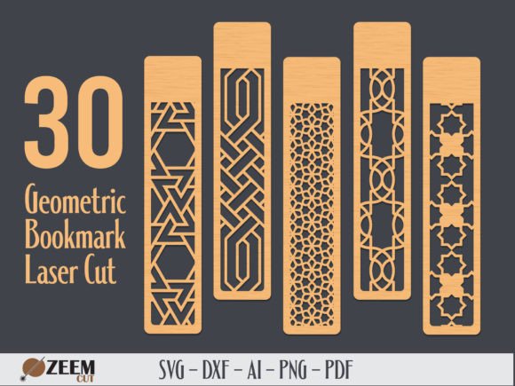 Geometric Bookmark Laser Cut SVG File Graphic 3D Shapes By zeemcut