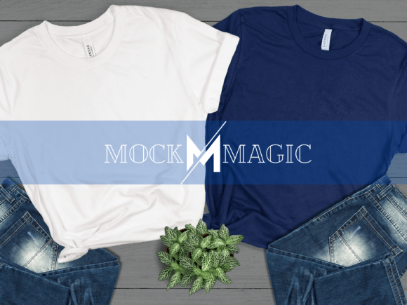 White & Navy Bella Canvas 3001 Mockup Graphic Product Mockups By MockMagic