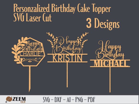 Personalized Cake Topper Laser SVG Graphic Crafts By zeemcut