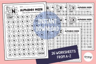 Alphabet Maze Worksheets | Uppercase a-Z Grafik Vorschule Von Emery Digital Studio 3