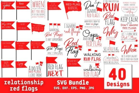Relationship Red Flags SVG Bundle Gráfico Manualidades Por CandyArtStudio