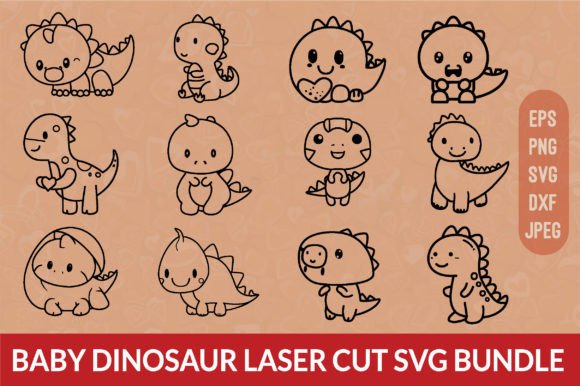 Baby Dinosaur Laser Cut Svg Bundle Graphic Crafts By BDB_Graphics