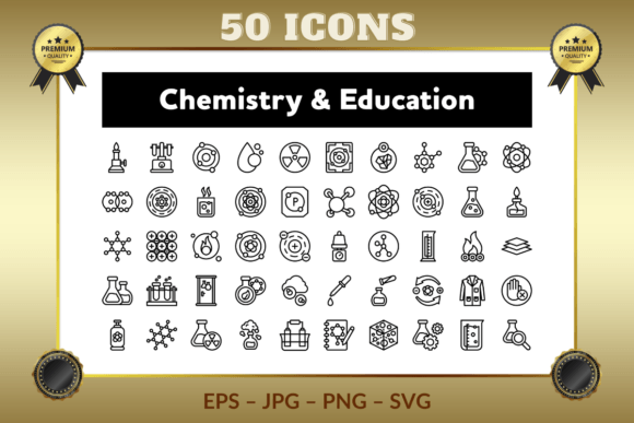 Chemistry & Education Glyph Icons Graphic Icons By larsonline