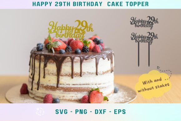 29th Birthday Cake Topper, 29th Birthday Gráfico Manualidades Por Nele_Creative