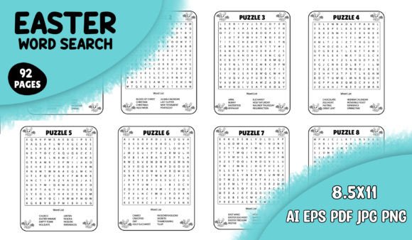 Easter Word Search Graphic KDP Interiors By Panda Art