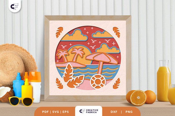 It's Summer Time Shadow Box Paper Cut Seasons 3D SVG Craft By Creative Fabrica Crafts