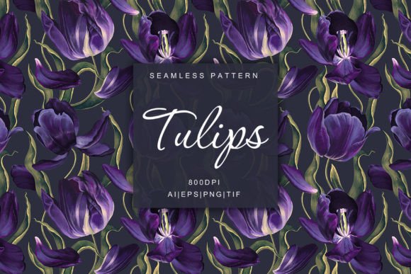 Purple Tulips Seamless Pattern Graphic Patterns By MPetrovskaya