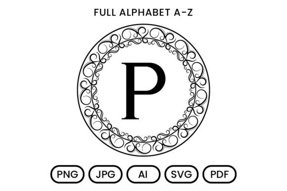 Swirl Round Frame Alphabet Monogram Graphic Objects By DesignScotch