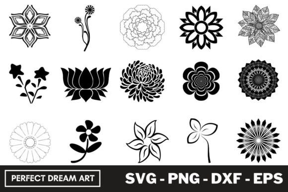 Flower Silhouette Bundles Illustration Illustrations Imprimables Par PerfectDreamArt