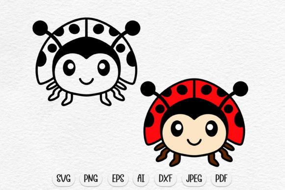 2 Ladybug Svg Design, Cute Animal Svg Graphic Crafts By DreanArtDesign