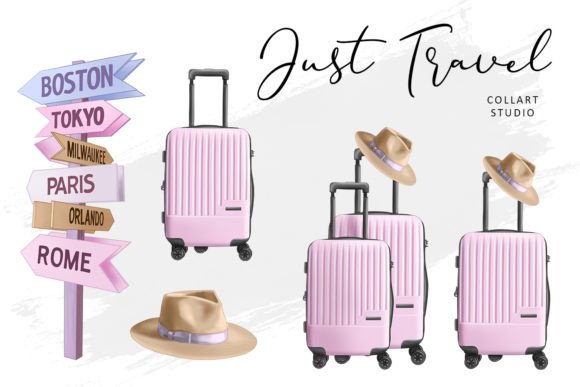 Just Travel, Vacation, Traveling Clipart Graphic Illustrations By collartstudio